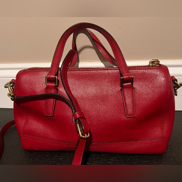 Coach Saffiano Small Red Leather Satchel/Crossbody with matching wallet - Picture 4 of 9